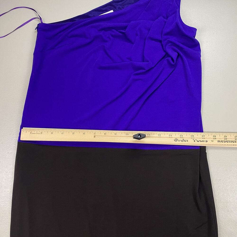 Trina Turk Dress Womens 6 Purple Black One Shoulder Cocktail Party Sheath Glam - Picture 8 of 13